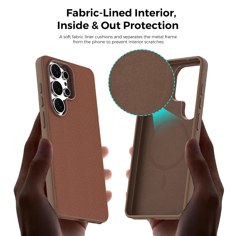 Magnetic Tech Fabric Phone Case For Samsung Galaxy S24 S25 S26 Ultra For Magsafe Wireless Charging TechWoven Anti-Slip Cover