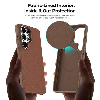Magnetic Tech Fabric Phone Case For Samsung Galaxy S24 S25 S26 Ultra For Magsafe Wireless Charging TechWoven Anti-Slip Cover