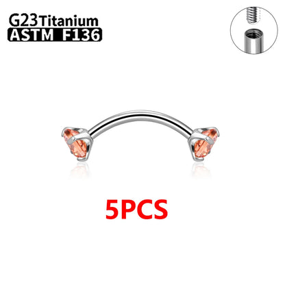 G23 Titanium Eyebrow Piercing Jewelry with Zircon – 1/5/50pcs Wholesale