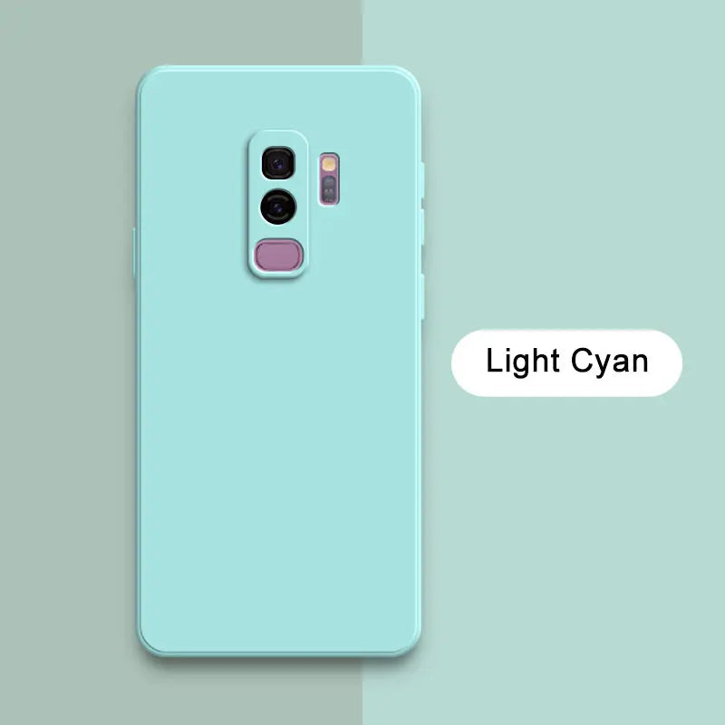 Square Liquid Silicone Back Cover for Samsung Galaxy S9 Plus Camera Protective Soft Shockproof Phone Case SamsungS9 S9Plus Funda