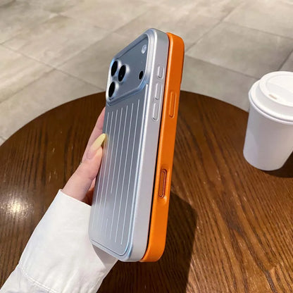 Q5 Aluminum Alloy Phone Cases For iPhone 17 16 15 14 Pro Max 3D Corrugated Stripe Back Luxury Bussiness Luggage Cover