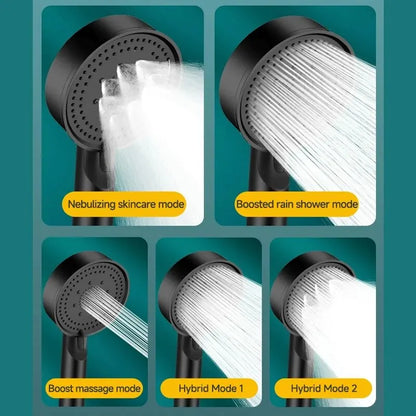 5 Modes Pressure Boost Shower Head Multifunction Adjustable Large Water Shower Nozzle Massage Bathroom Accessory