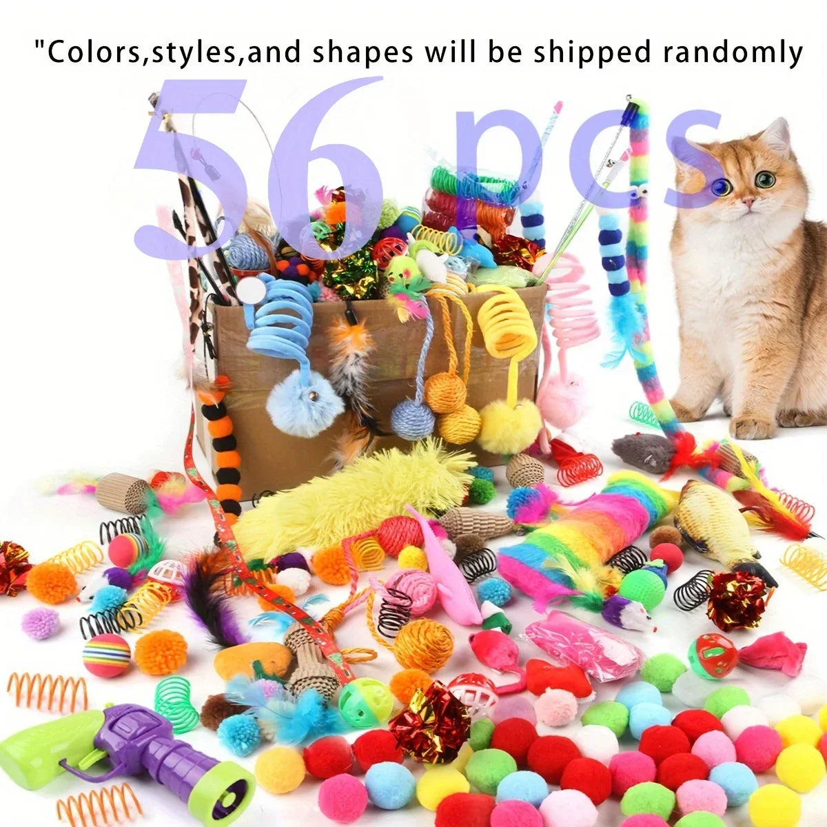 Cat Toys Mixed Pack – Plastic & Plush Variety Set