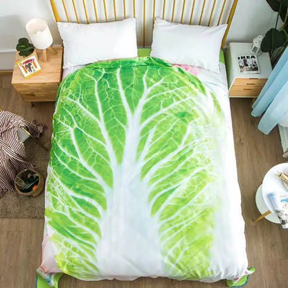 Double-Sided Flannel Cabbage Pattern Home Sofa Blanket Soft Creative Design Warm Throw Blanket for Living Room