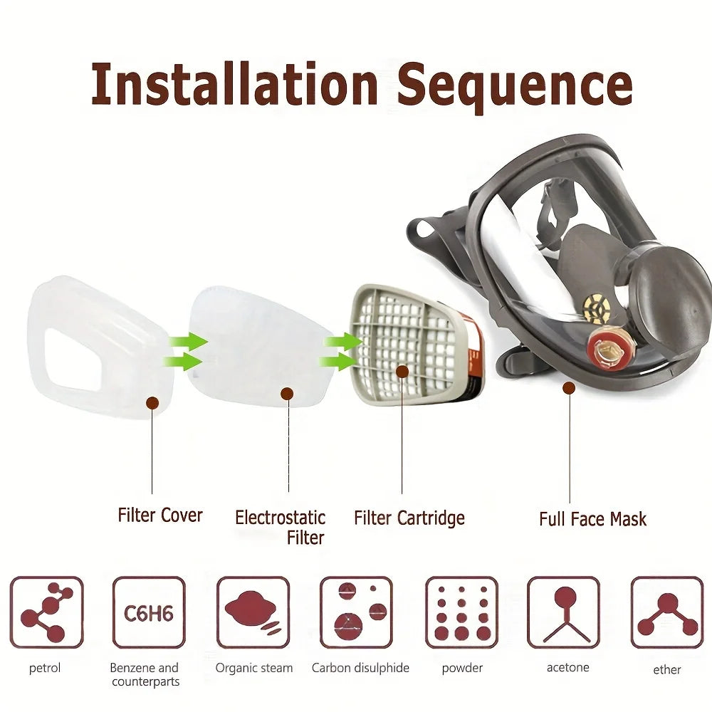 Ship From USA 6800 Full Face Gas Mask Reusable Large Size Gas Dust Respirator Paint Sprayer Chemical Wood Working