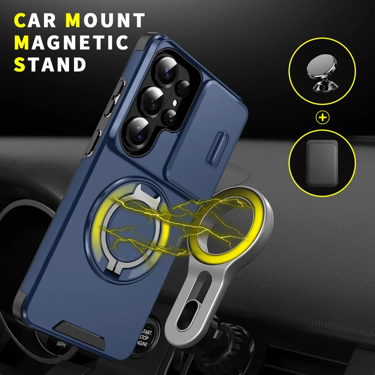 Phone Case for Samsung Galaxy S26 S23 S22 S21 Ultra S26 Edge S26 S25 S24 Plus S25 FE 360 Degree Rotating Magnetic Bracket Cover