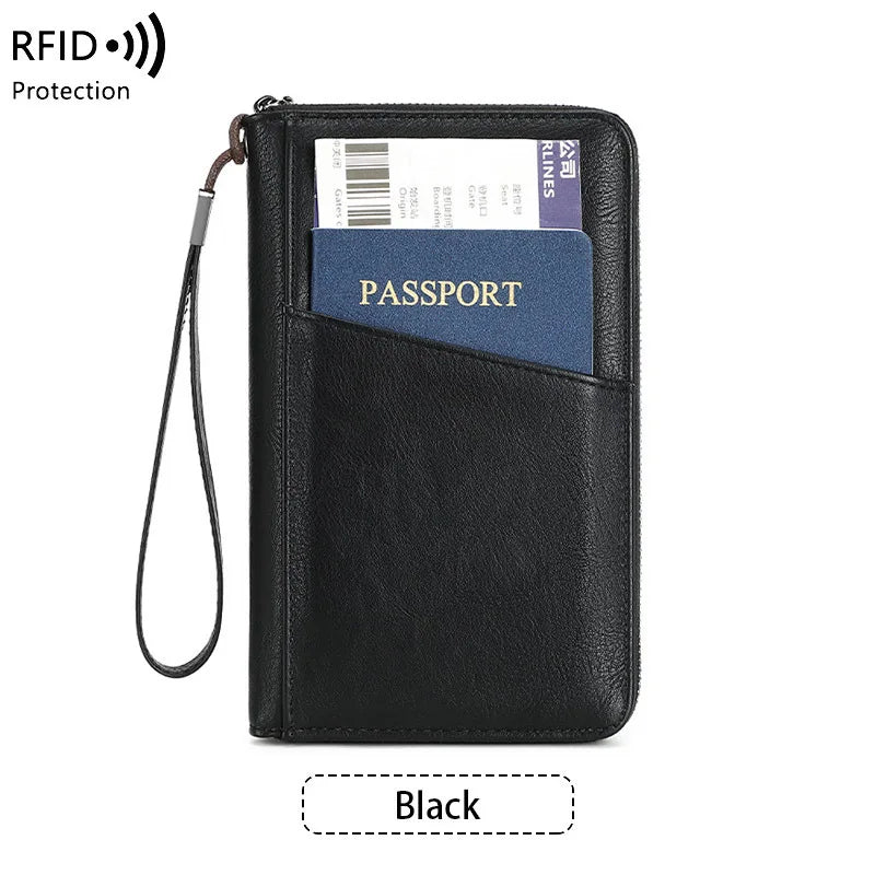 Anti theft RFID shielded passport clip travel wallet waterproof PU ticket storage bag multifunctional passport wallet