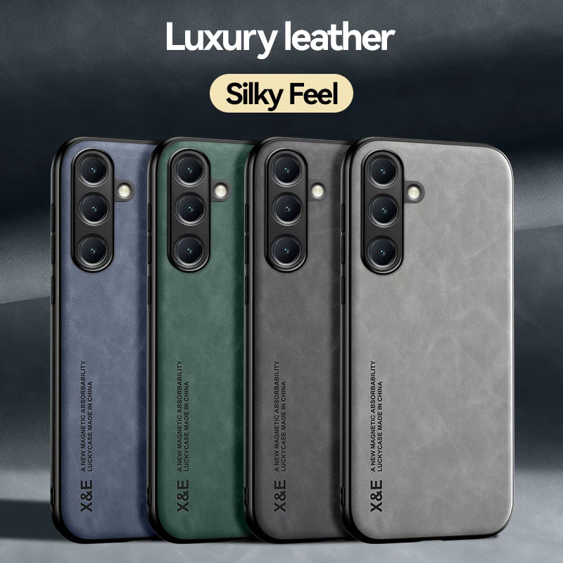 Luxury Leather Ultra Thin Phone Case For Samsung Galaxy S26 S25 S24 S23 S22 S21 Ultra Plus Silky Feel Soft Cover For Car Holder
