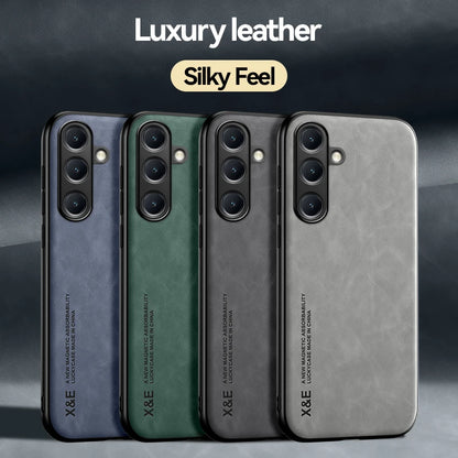 Luxury Leather Ultra Thin Phone Case For Samsung Galaxy S26 S25 S24 S23 S22 S21 Ultra Plus Silky Feel Soft Cover For Car Holder