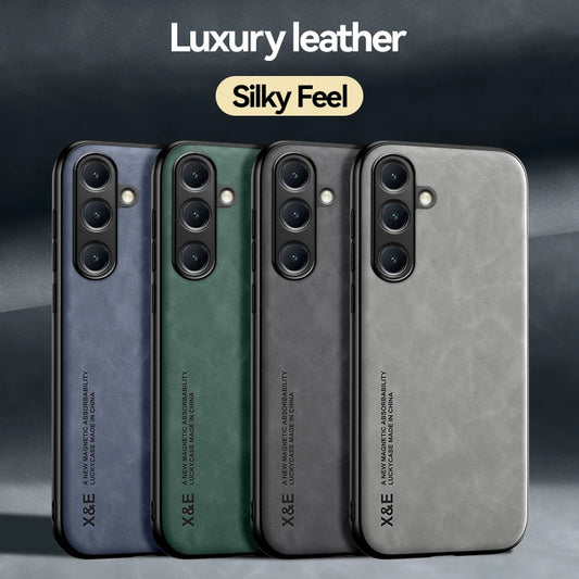 Luxury Leather Ultra Thin Phone Case For Samsung Galaxy S26 S25 S24 S23 S22 S21 Ultra Plus Silky Feel Soft Cover For Car Holder