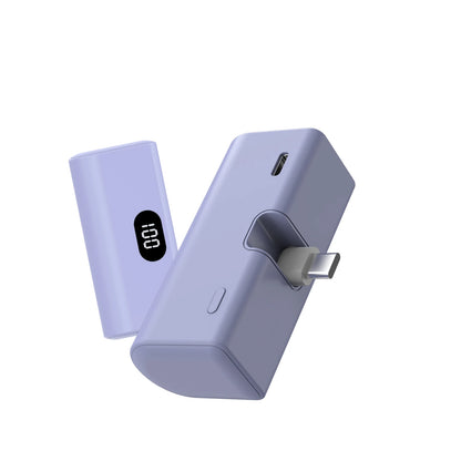 Lightweight 5000mAh Portable Power Bank with Built-in Type C Foldable Functionality, Suitable for Charging All Type C Devices.