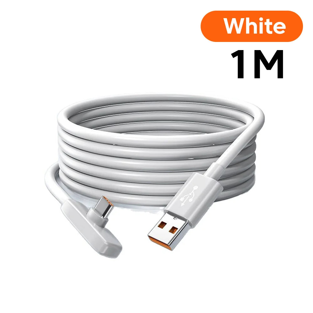 100W USB to Type C Fast Charging  90° Elbow Data Cable PD USB C Super Charging Game Cable for Samsung S23 S22 Huawei POCO Realme