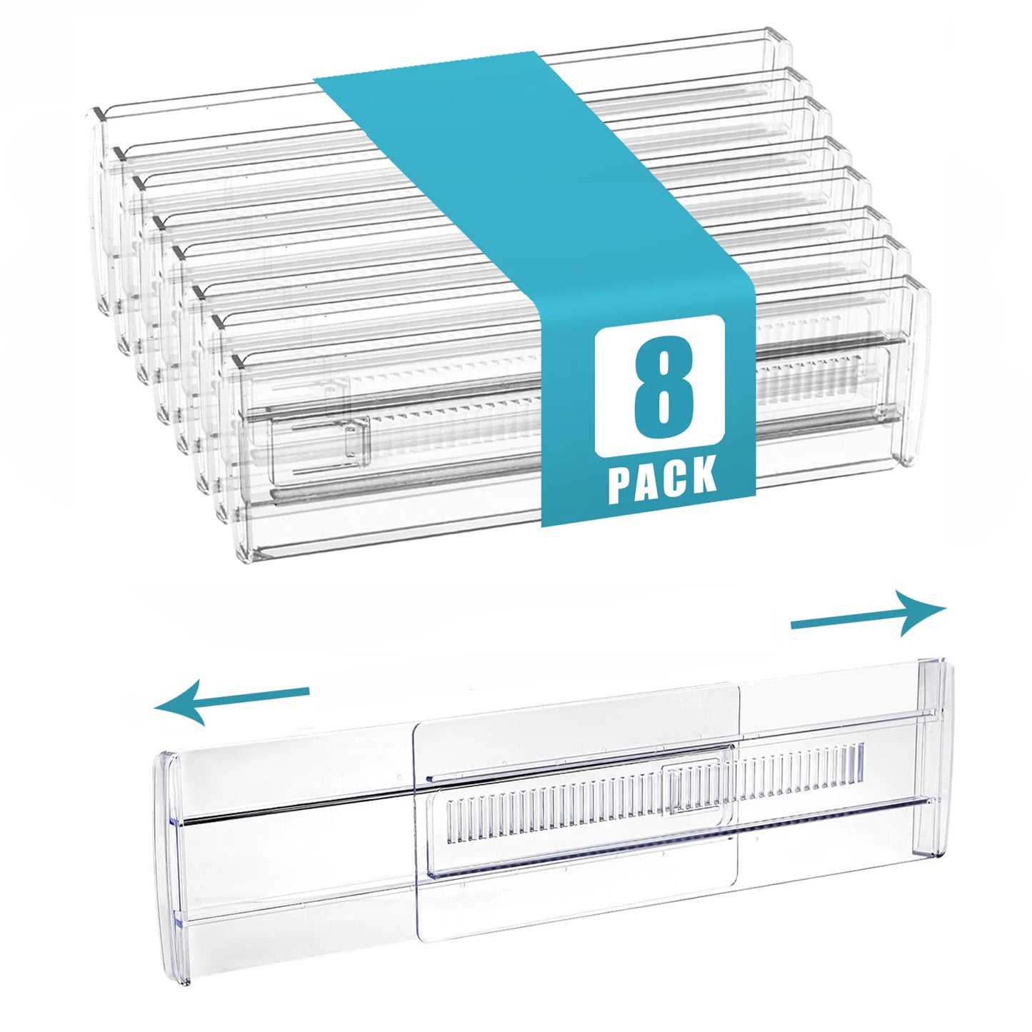 6/8/10/12-Pack Adjustable Drawer Organizers, Clear Expandable Dresser Organizers for Storing Clothes Kitchen Utensils
