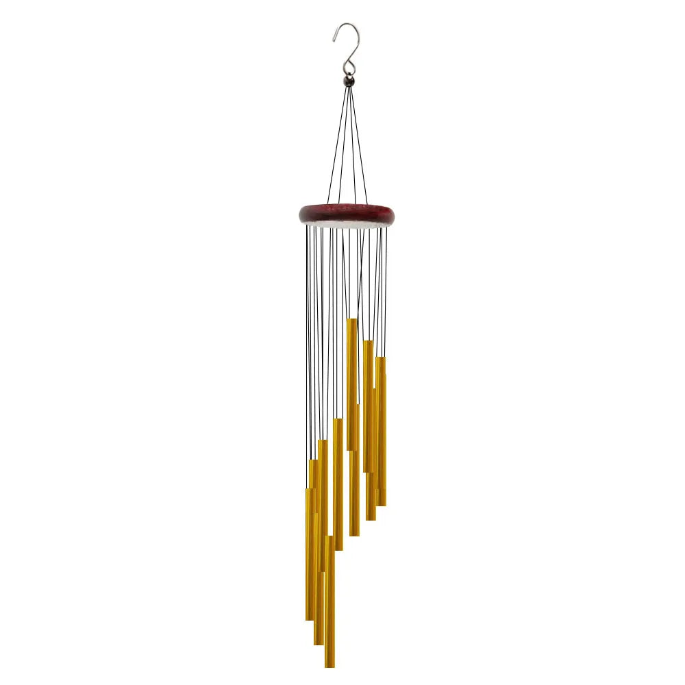 1Piece 12-Tube Aluminum Alloy Wind Chimes Set with Hook Gold/Silver Bells Outdoor Home Wedding Party Memorial Decoration Gifts