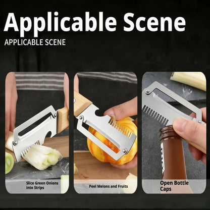 2026 New Ergonomic Paring Knife with Wood Handle Stainless Steel Vegetable Peeler 2-in-1 Fruit & Potato Peeler for Kitchen