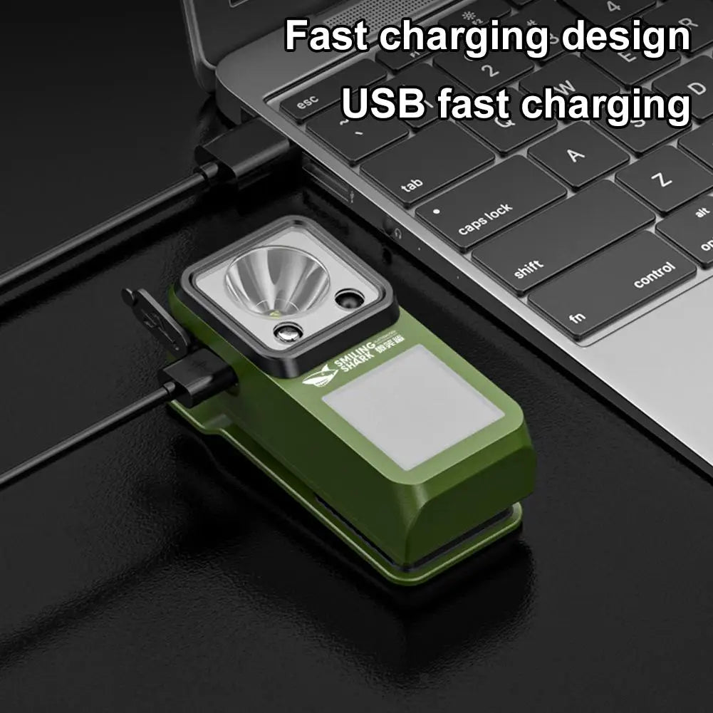 LED Magnetic Clamp Flashlight Outdoors Ultra-long-lasting Lighting Work Emergenc Lamp Clip-on Rechargeable Camping Hiking Light