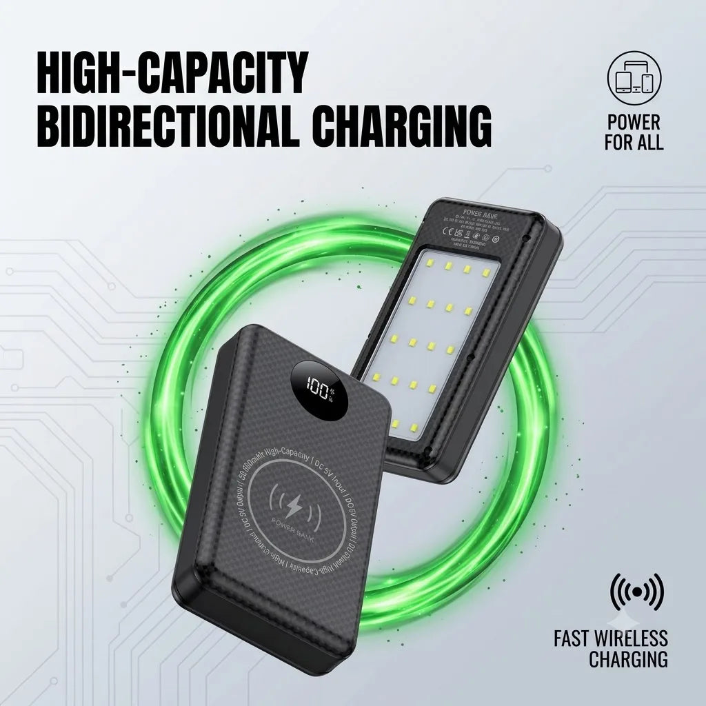 6×18650 Battery Storage Box DIY Power Bank Shell Dual USB-C Output Portable Charging Holder Built-in Camp Light for Mobile Phone