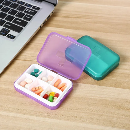 New Small Portable Travel Week Daily 6 Grids Case Box Organizer Tablet Pills Storage Container for Medicine Vitamin Fish Oils