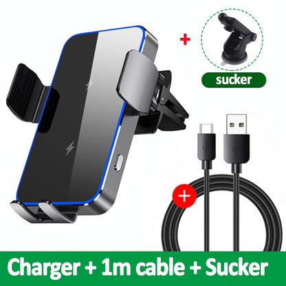 Wireless Car Charger Dual Coil Car Phone Holder Stand for Samsung Galaxy Z Flip 5 4 3 S22 S21 iPhone 14 13 Fast Charging Station