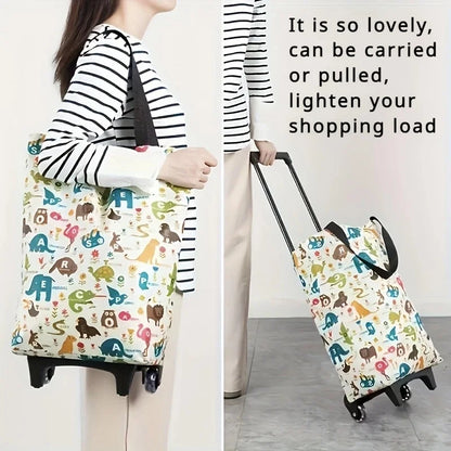 Foldable Oxford cloth shopping cart, large-capacity handheld premium bag – for outdoor, commercial, grocery & delivery.