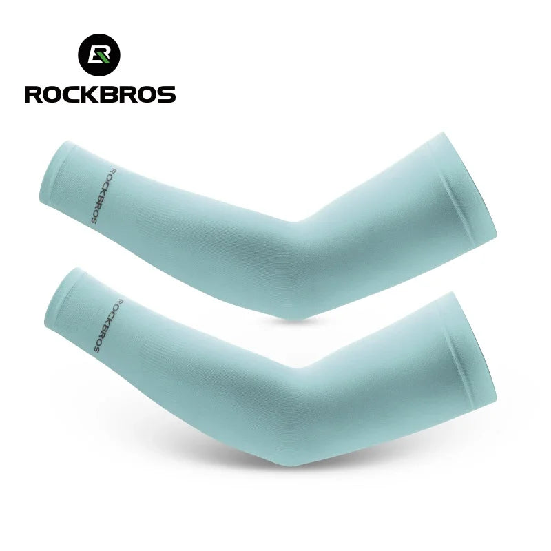 ROCKBROS  Arm Sleeve Breathable Quick Dry UV Protection Cycling Sport Sleeve Ice Fabric Sunscreen Sports Wear Fitness Arm Sleeve