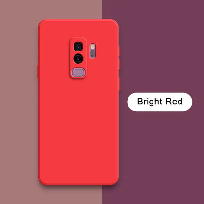 Square Liquid Silicone Back Cover for Samsung Galaxy S9 Plus Camera Protective Soft Shockproof Phone Case SamsungS9 S9Plus Funda