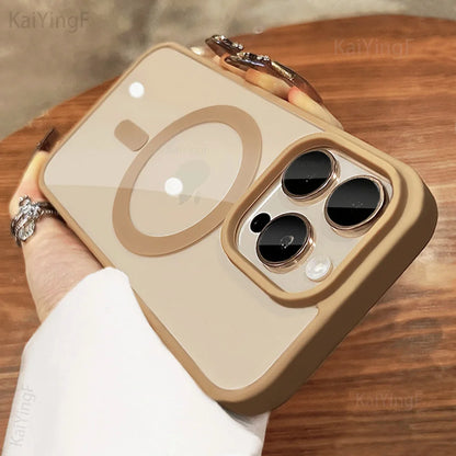 Luxury For Magsafe Transparent Case For iPhone 17 16 15 14 13 12 11 Pro Max Plus Air Magnetic Wireless Charge Cases Clear Cover