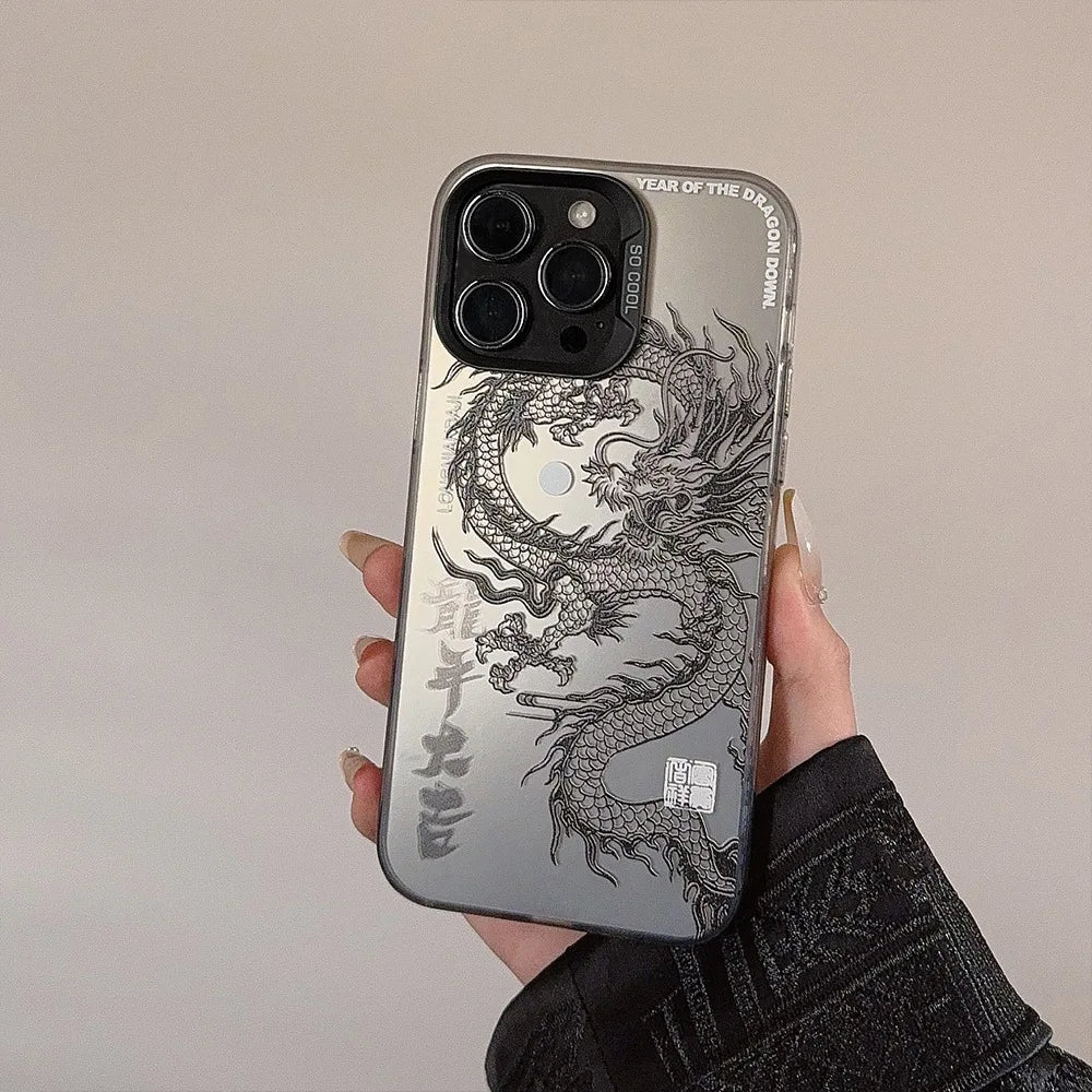 Cool Unique Phone Cases for iPhone 16 Pro Max Plus 15 14 11 12 13 Chinese Style Dragon Protective Phone Covers