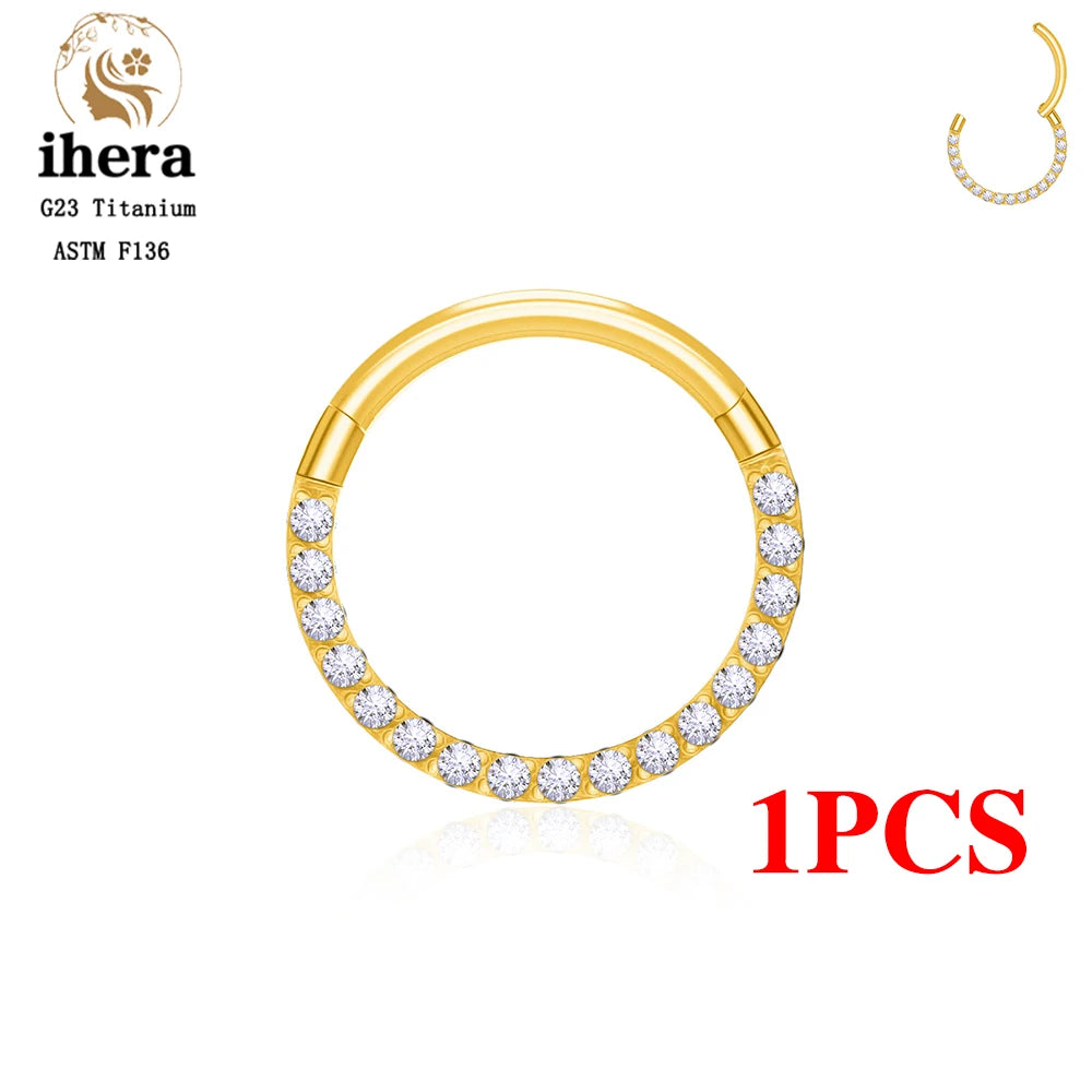 1/10PCS G23 Titanium Nose Rings – Septum Clicker, Cartilage, Tragus, Helix Earrings, 16G 18G CZ