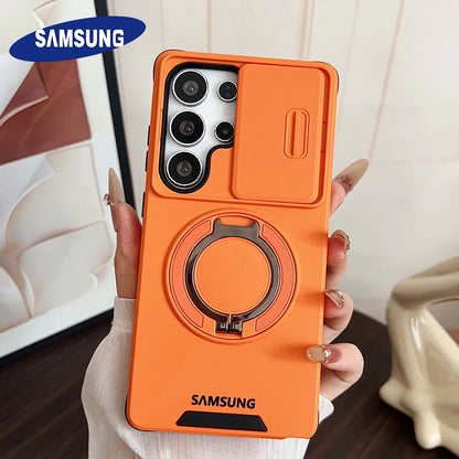 Military Armor Slide Camera Protection Magnetic Bracket Case Samsung S26 S25 FE S24 S23 S25 Ultra S22 Plus S21 A56 A36 A16 Cover
