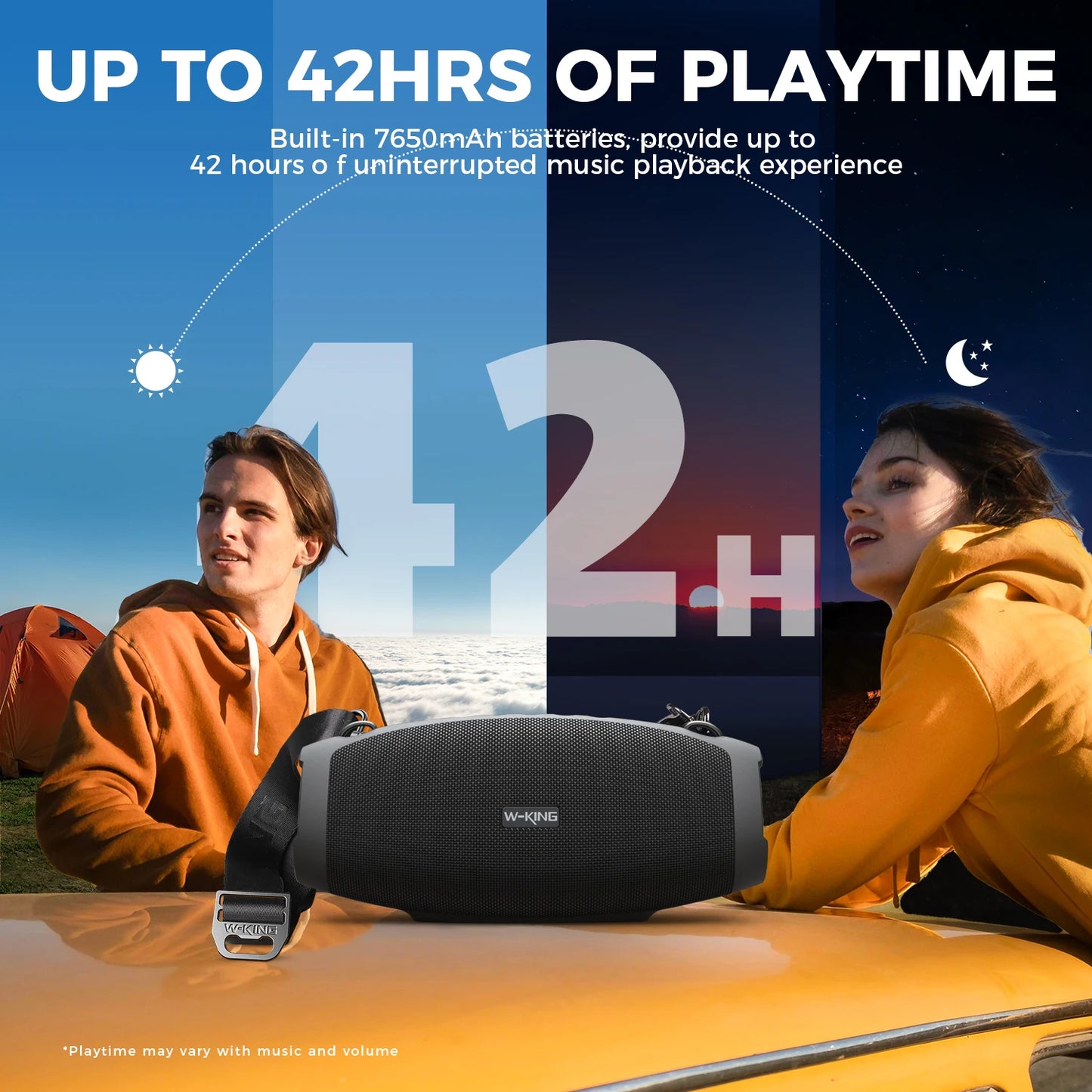 W-KING X10 Bluetooth Speaker, 120W Max Portable Loud Speakers Wireless Bluetooth Boombox, 70W IPX6 Waterproof Outdoor Party Large Big Speaker, Triple Passive Radiator/Subwoofers*2-Deep Bass/42H/TF/AUX/EQ
