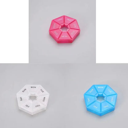 1/2/3Pcs A Week 7 Corners Pill Box Round 7 Boxes For One Week Small Pill Box Mini 7 Days Portable Points Medicine Jewelry Box