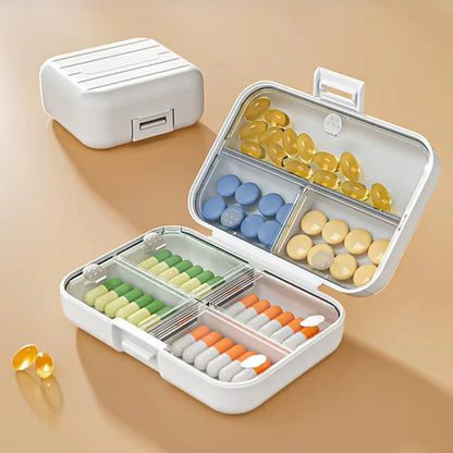 7 Grids Compact Mini Pill Case Double Sealed Medicine Container Weekly Split Lockable Drug Storage Daily Pill Organizer
