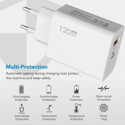 120W Fast Charger USB Type C PD Cable Fast Charging Quick Charge Adapter For iPhone 17 16 15 Pro Xiaomi Samsung Oneplus Huawei