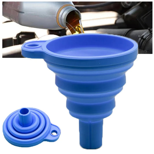 Collapsible Silicone Car Funnel for Engine Oil, Petrol, and Washer Fluid