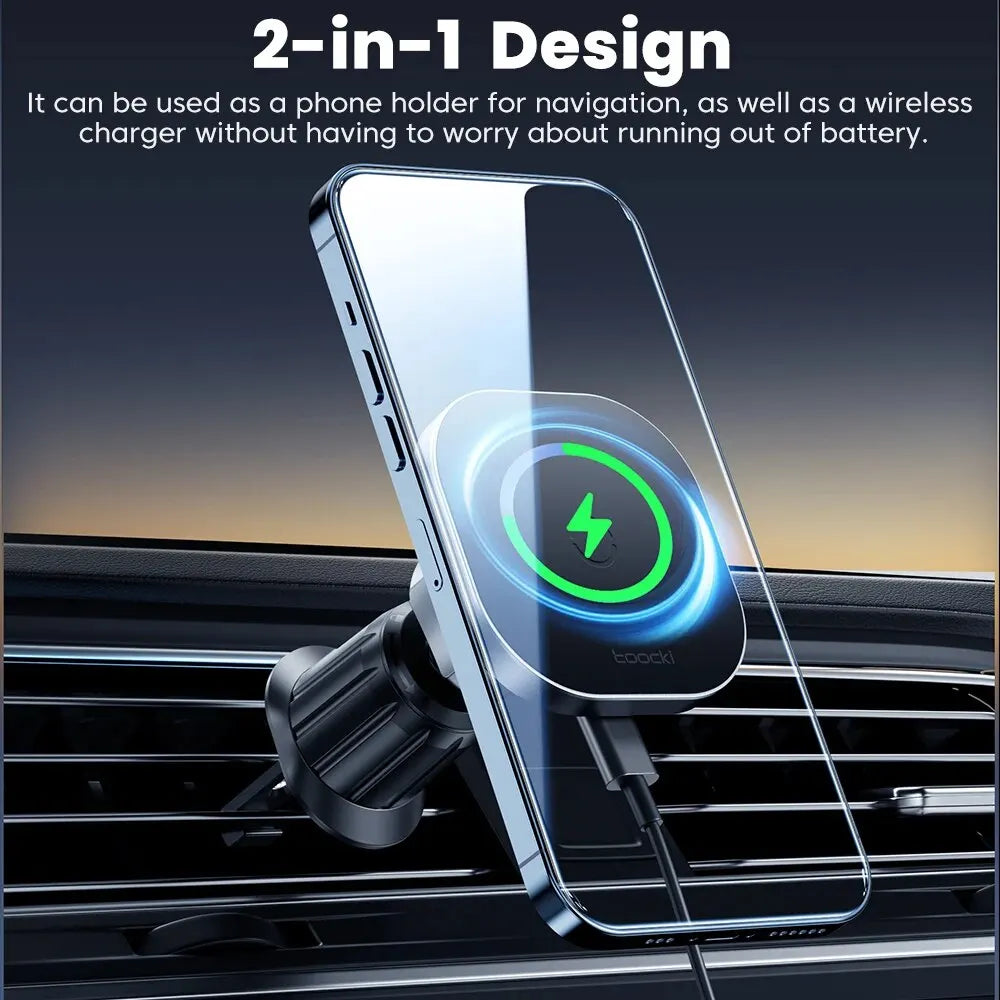 Toocki Magnetic Car Wireless Charger Car Phone Holder Air Outlet 15W Fast Charging Charger in Car For iPhone 15 14 13 12 Pro Max