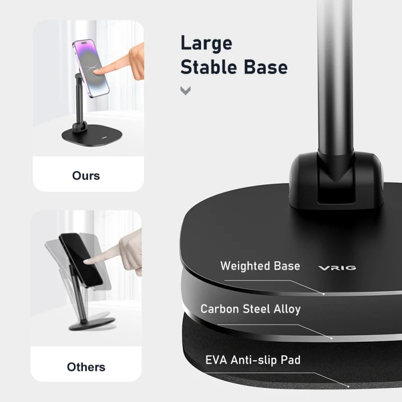 VRIG MG-04 Foldable Desktop Phone Stand with 360° Rotatable Magnetic Phone Mount Phone Holder Adjustable Height for iPhone