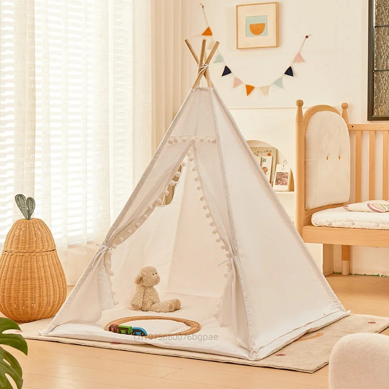 1.6m/1.3m Kid Tent Indoor Play House Wigwam for Child Portable Child Tipi Tents Teepee Toddler Ball Pit Girl Castle Play Room