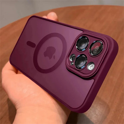 Matte Translucent Lens Protection MagSafe iPhone Case – Full Coverage for iPhone 11–16 Series