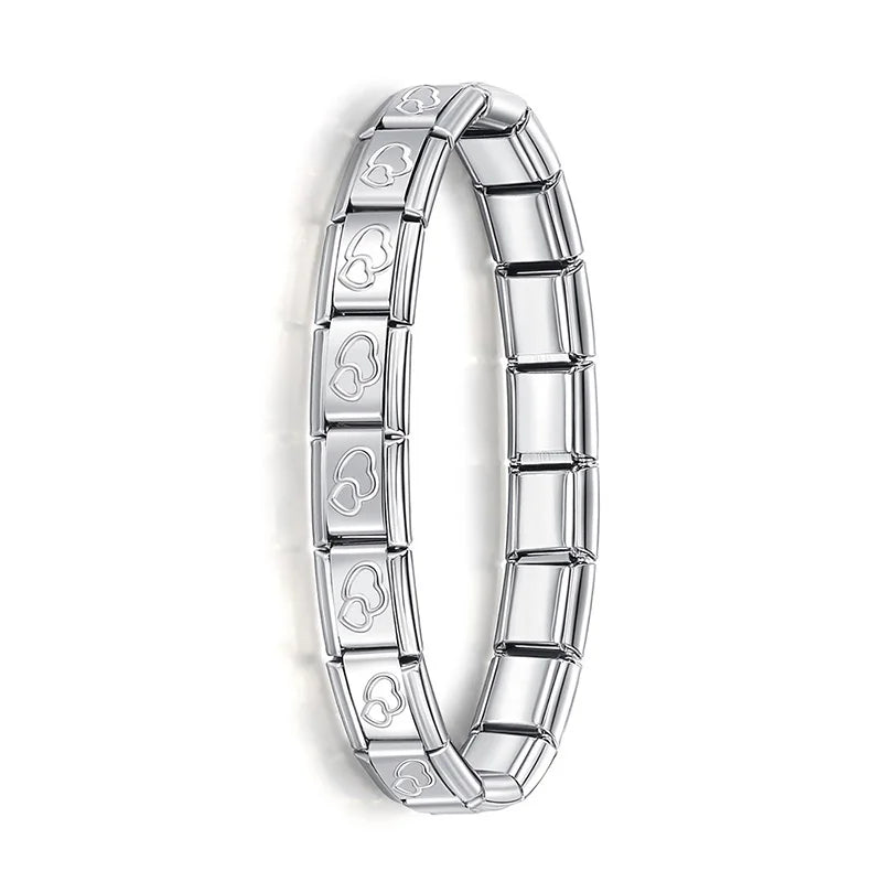 Hapiship Italian Elastic Charm Bracelet – 9mm Stainless Steel Fashion Bangle for Women & Men