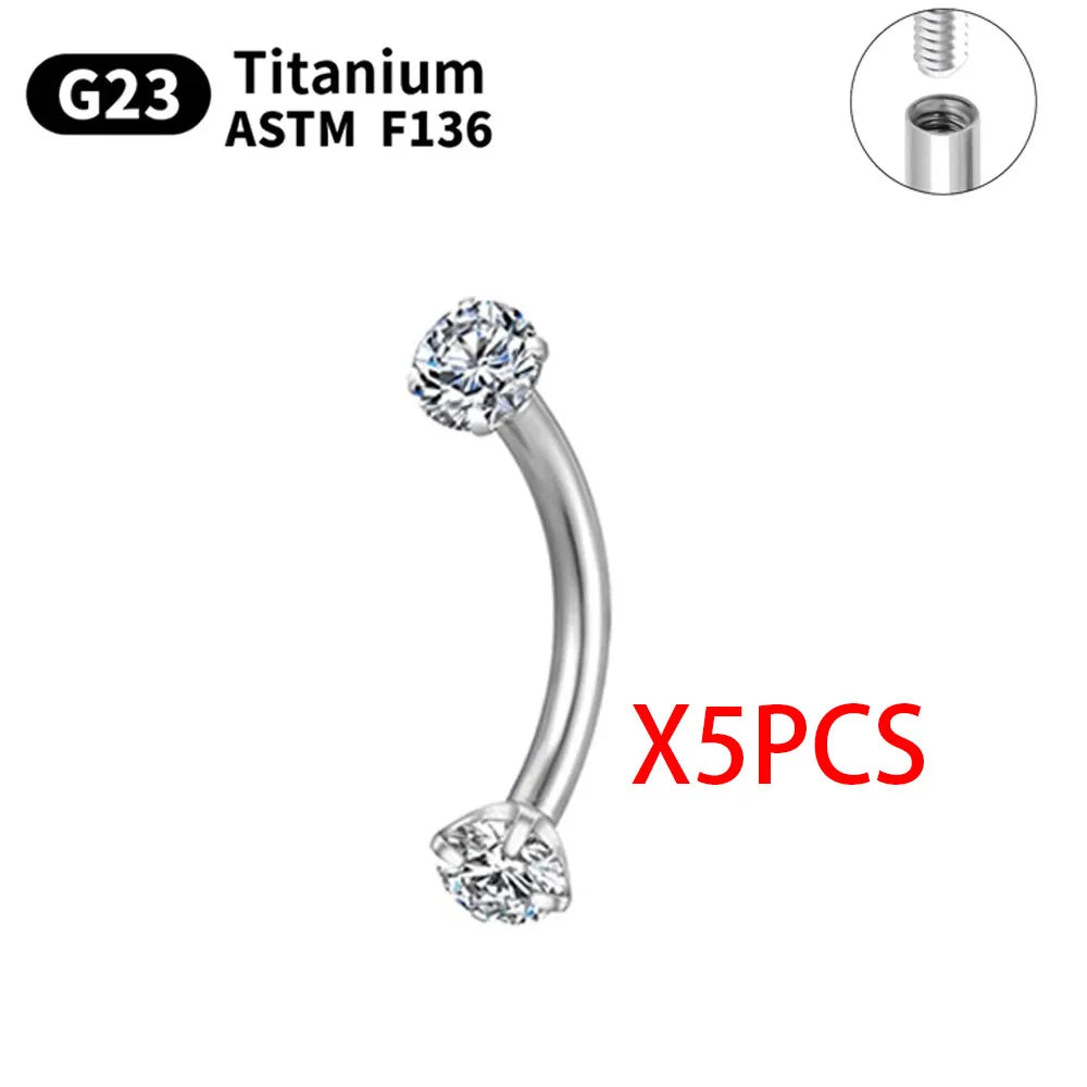 G23 Titanium Piercings Labret Stud Kit – 1/5/10pcs Lip, Nose, Eyebrow, and Cartilage Body Jewelry