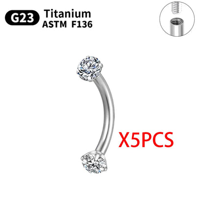 G23 Titanium Piercings Labret Stud Kit – 1/5/10pcs Lip, Nose, Eyebrow, and Cartilage Body Jewelry