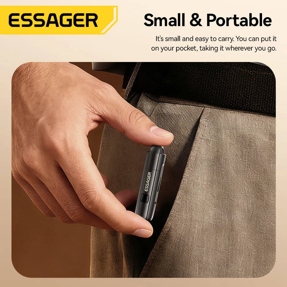 Essager 2-in-1 Type-C Portable Mini Cigarette Lighter with Air Blowing Function Outdoor Safety USB-C Adapter