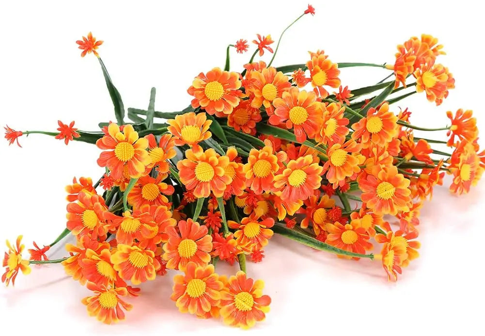 Artificial Daisies Flowers Outdoor UV Resistant Fake Foliage Plants Shrubs for Window Box Hanging Farmhouse Indoor Outside Decor
