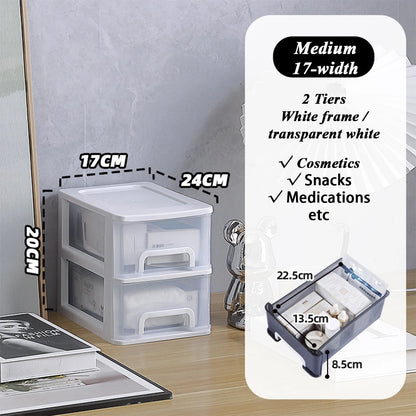 Clear Desktop Storage Box with Drawer Heightened Table Organizer Plastic Office storage cabinet  for Stationery cosmetics