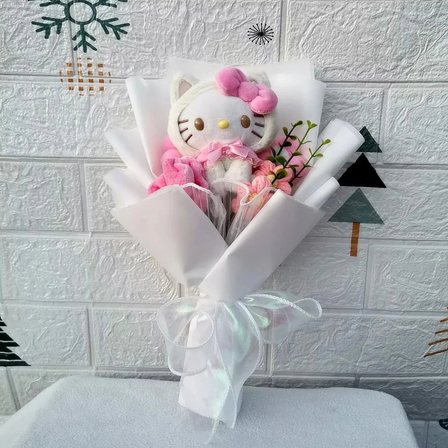 Hello Kitty Cartoon Plush Bouquet  Anime Rose Flowers Doll Home Wedding Decoration Christmas Valentine's Day Gift