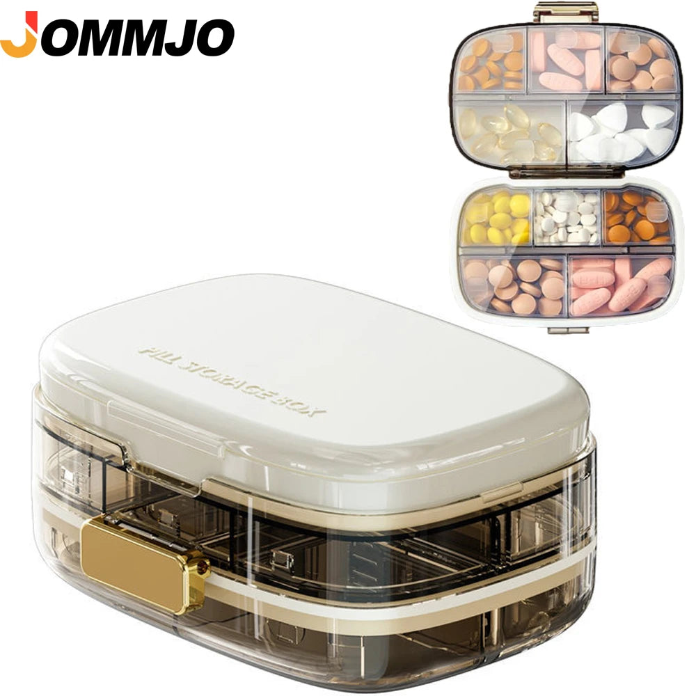 1PCS Travel Pill Organizer with 3 Layer Folding Design,10 Large Compartments Daily Pill Box,Portable Pill Case for Purse Pocket