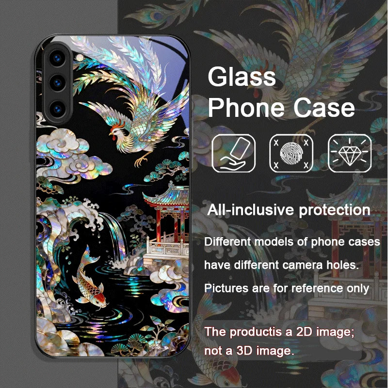 Stylish Tiger Dragon Marble Texture Printed Tempered Glass Phone Case for Samsung Galaxy S25 Ultra S24 S23 Plus S22 S21 FE Cover