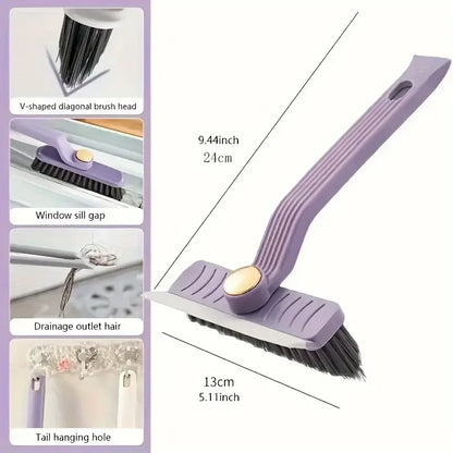 4 in 1 360° Rotating Hard Bristle Scrubber Multi-Purpose Tile Cleaning Brush with Clip Scraper for Bathroom Kitchen Floors