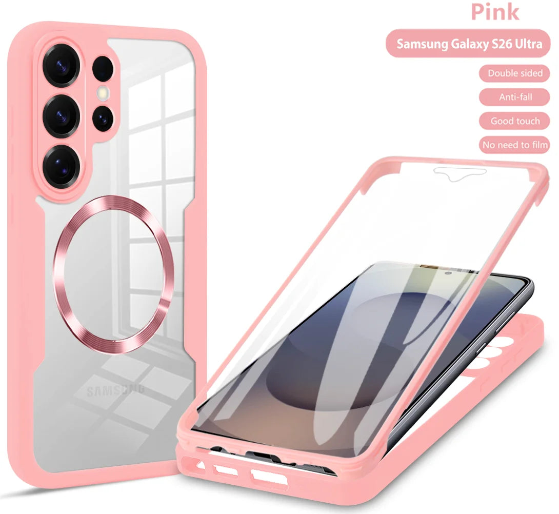 360 Full PTE Protection Screen Clear Magnetic Case For Samsung Galaxy S26 S25 Edge S24 S23 S22 Ultra PLUS FE A07 A56 A36 A26 A16